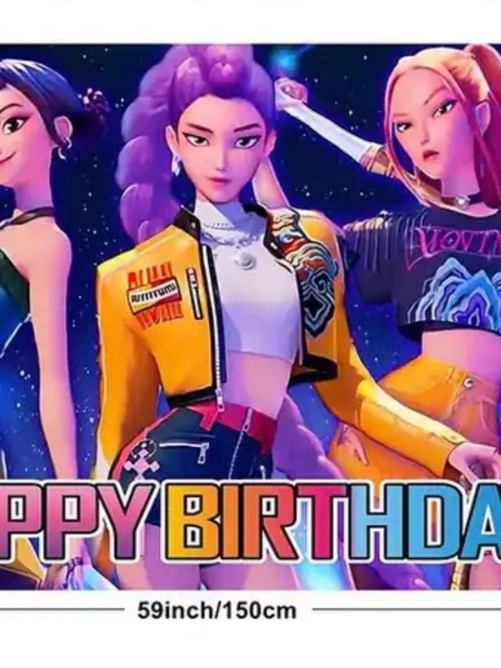 Kpop Demon Hunters Birthday Backdrop Banner